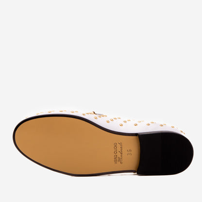 The Jupiter  Shoe White Spike Leather  Bit Dress Loafer Limited Edition Women  Shoe
