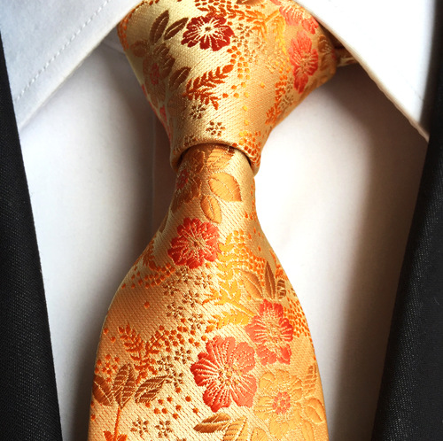 KPT2009 Orange Floral Polywoven Tie
