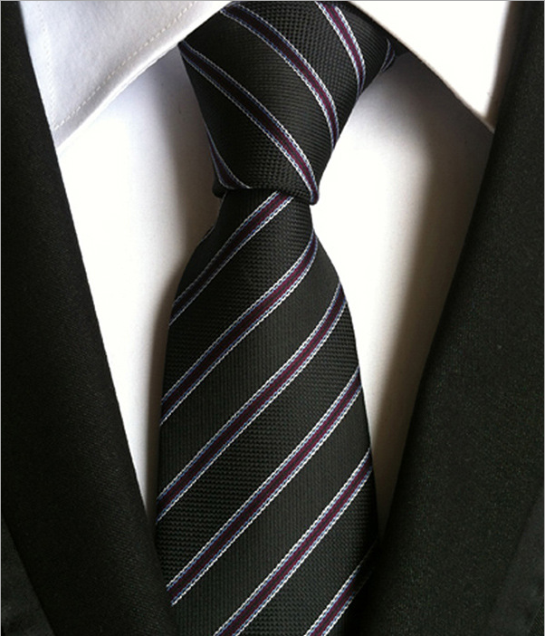 KPT2023 Black and Purple Striped Polywoven Tie