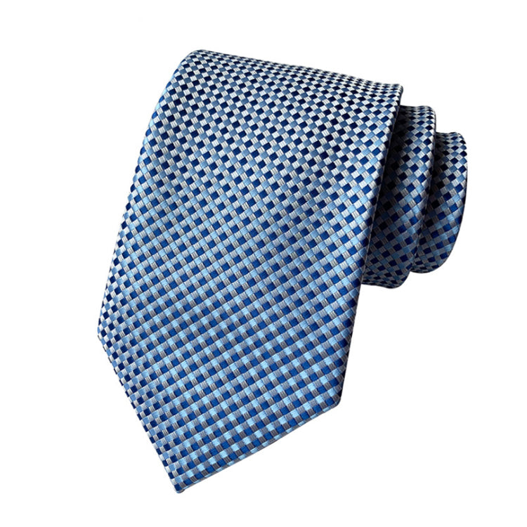 KPT2048 Blue and White checkerboard Polywoven Tie