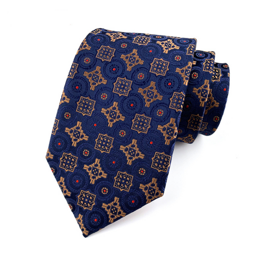 KPT2063 Blue and Gold Mosaic Polywoven Tie