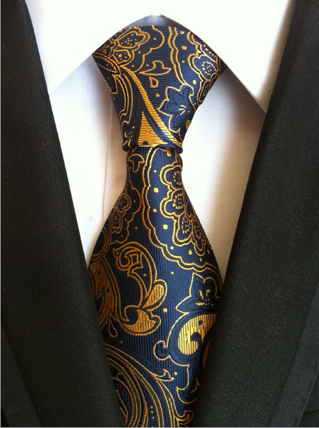 KPT2150 Navy and Gold Polywoven Tie