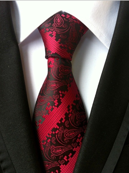 KPT2186 Dark Red Floral Polywoven Tie