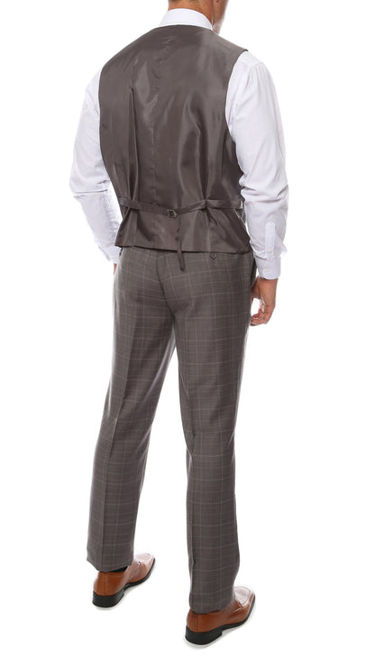 Lazio Charcoal 3pc Vested Slim Fit Plaid Suit