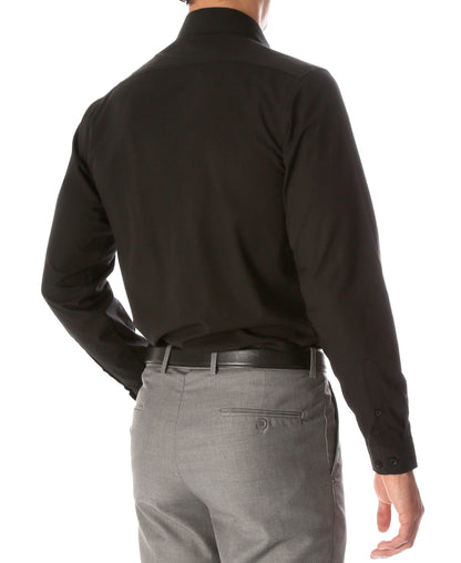 Leo Mens Black Slim Fit Cotton Dress Shirt