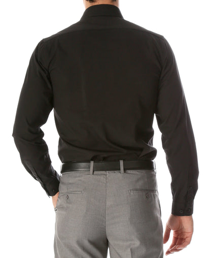 Leo Mens Black Slim Fit Cotton Dress Shirt