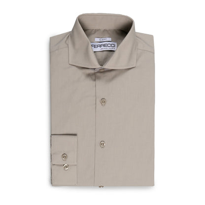 Leo Mens Grey Slim Fit Cotton Dress Shirt