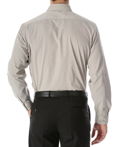 Leo Mens Grey Slim Fit Cotton Dress Shirt