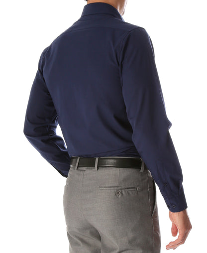 Leo Mens Navy Slim Fit Cotton Dress Shirt