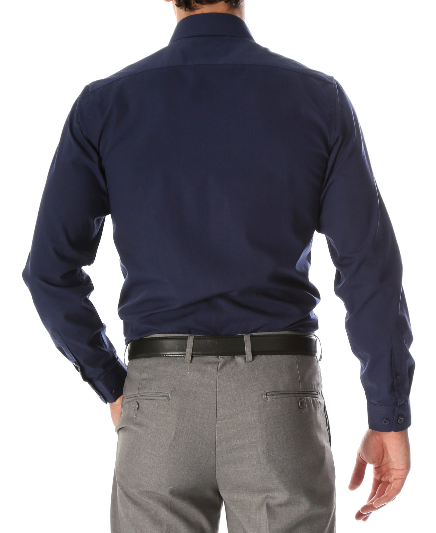 Leo Mens Navy Slim Fit Cotton Dress Shirt