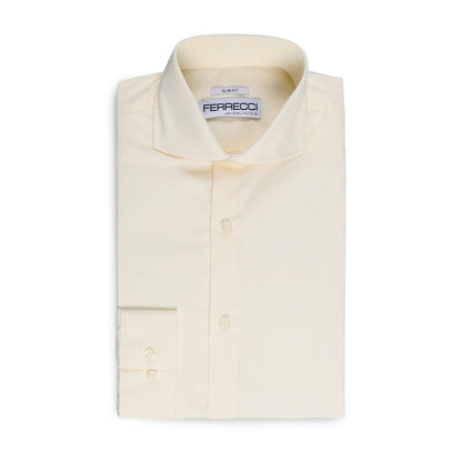 Leo Mens Off White Slim Fit Cotton Dress Shirt