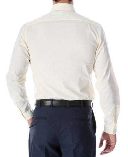 Leo Mens Off White Slim Fit Cotton Dress Shirt