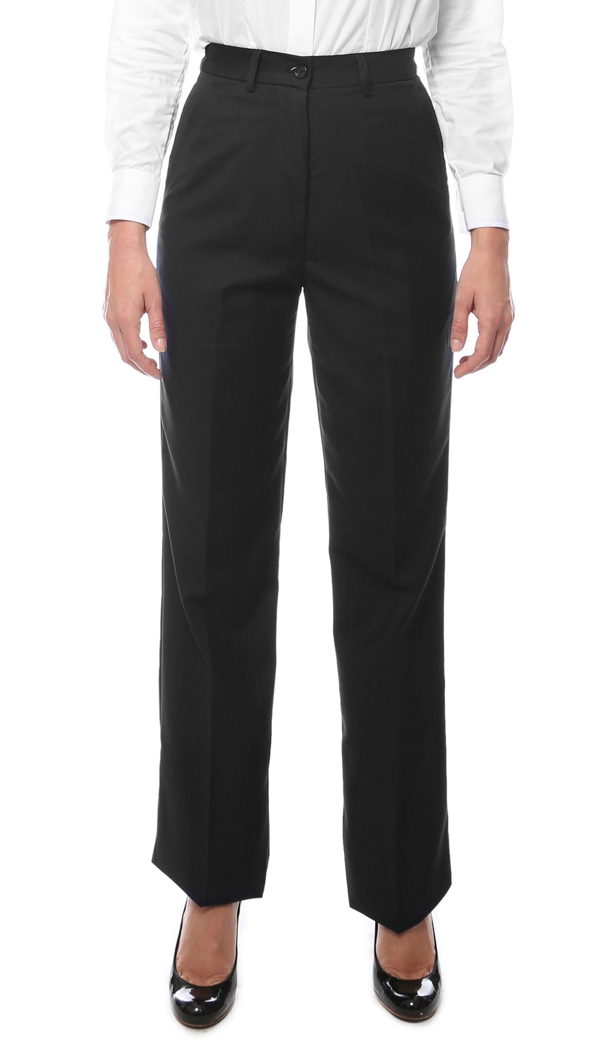 Womens A201 Black Elastic Waistband Dress Pants