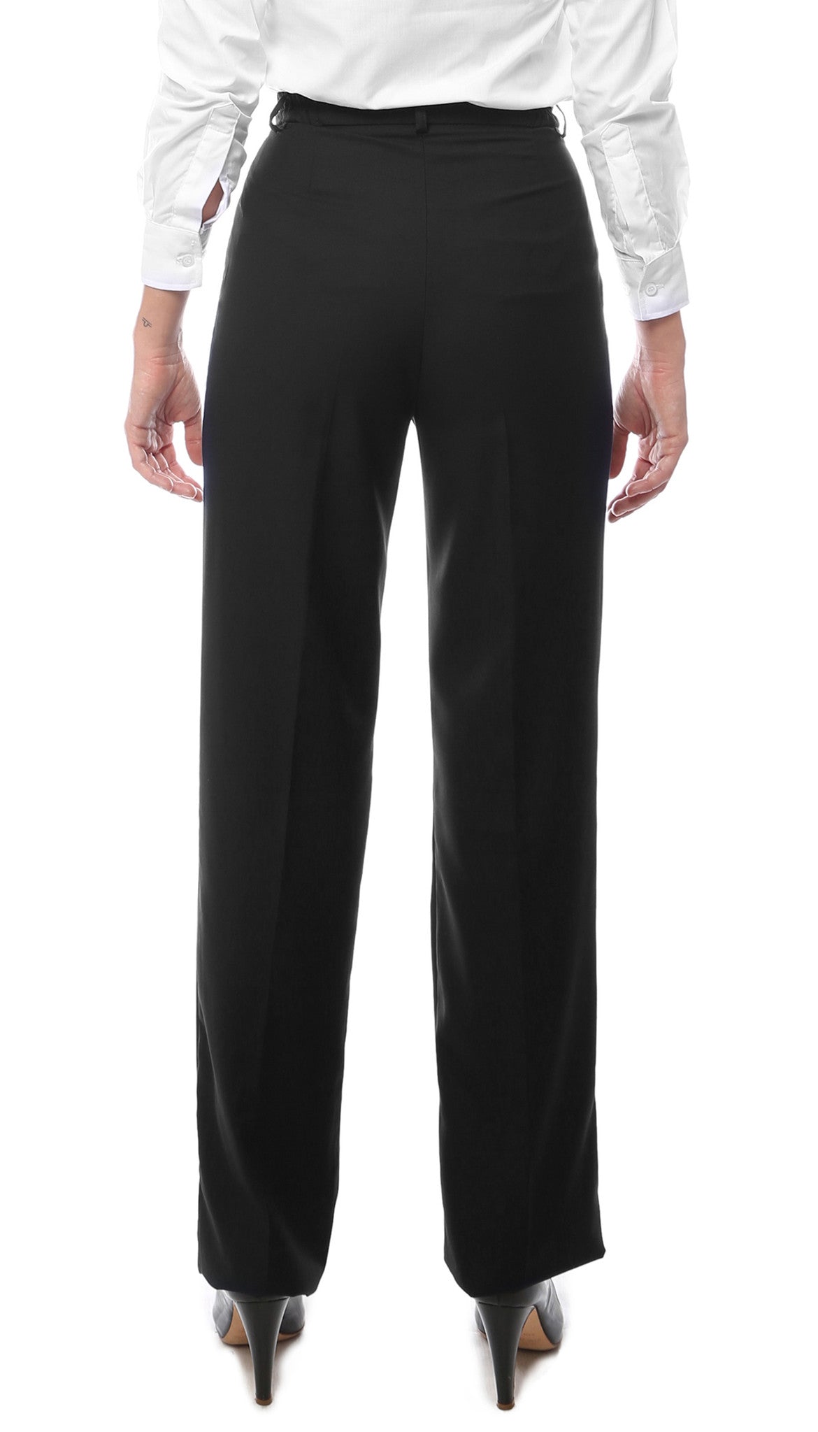 Womens A201 Black Elastic Waistband Dress Pants
