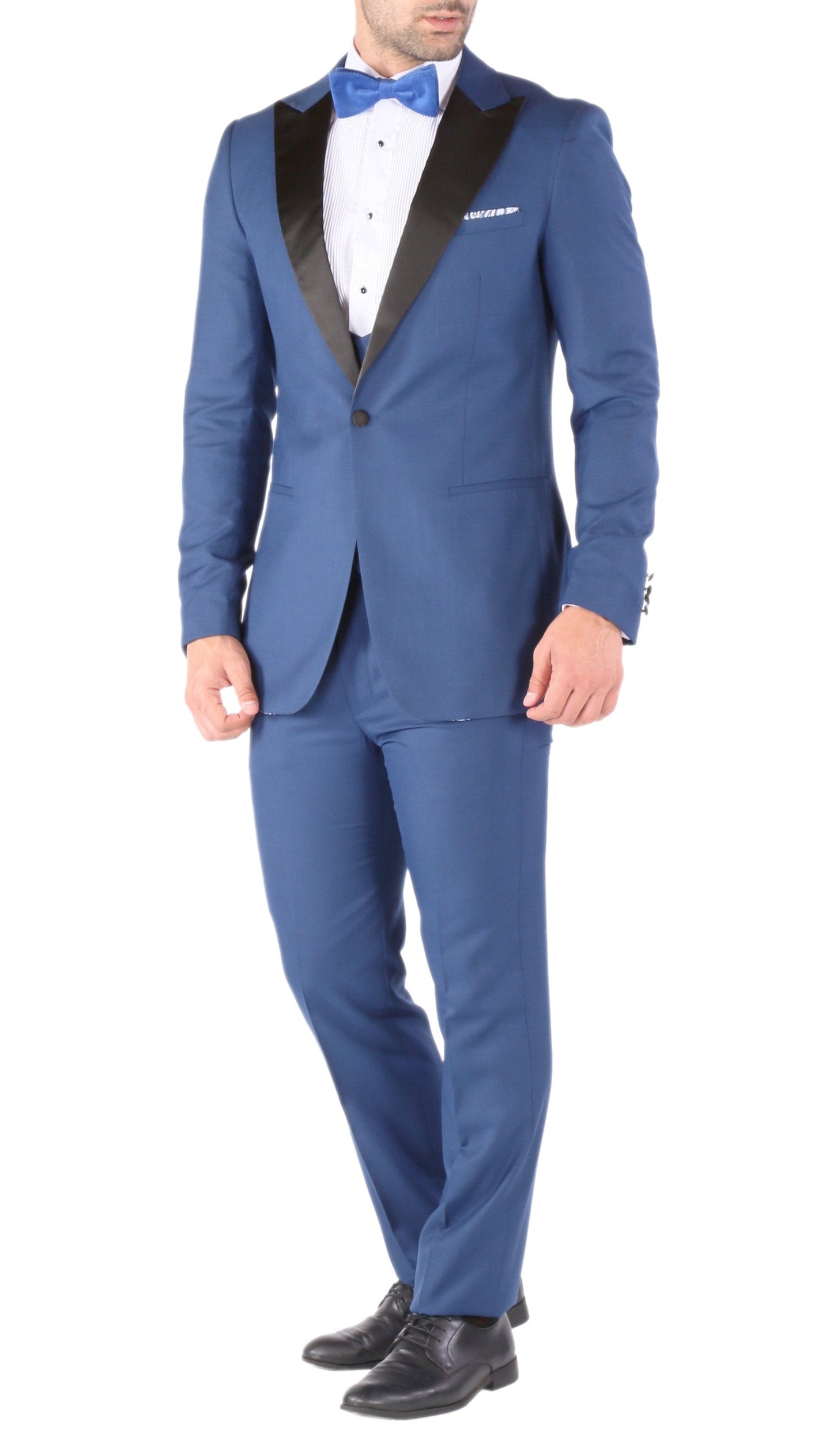 Luna 3pc Slim Fit Indigo Blue Peak Lapel Tuxedo
