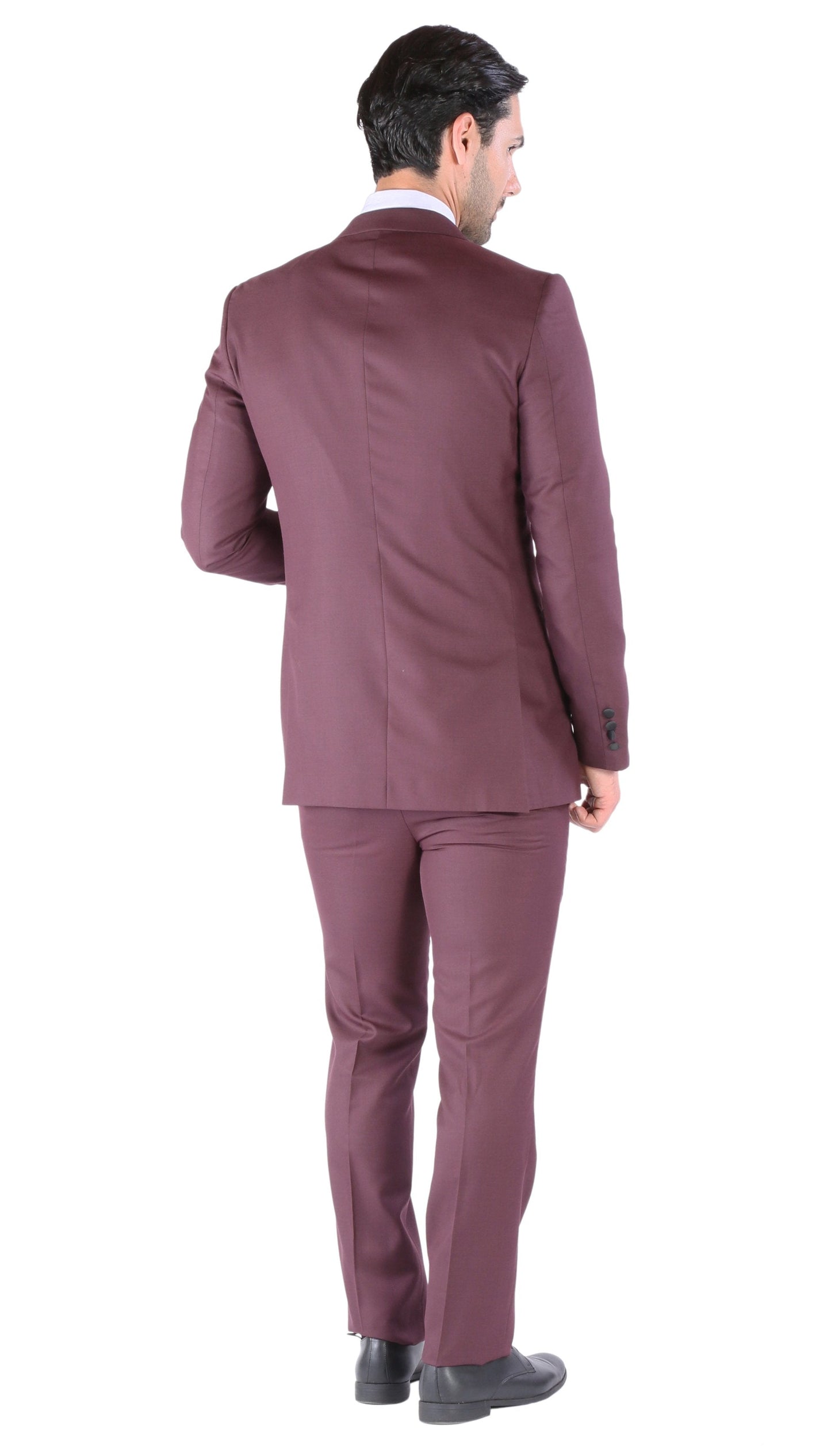 Luna 3pc Slim Fit Bugundy Peak Lapel Tuxedo