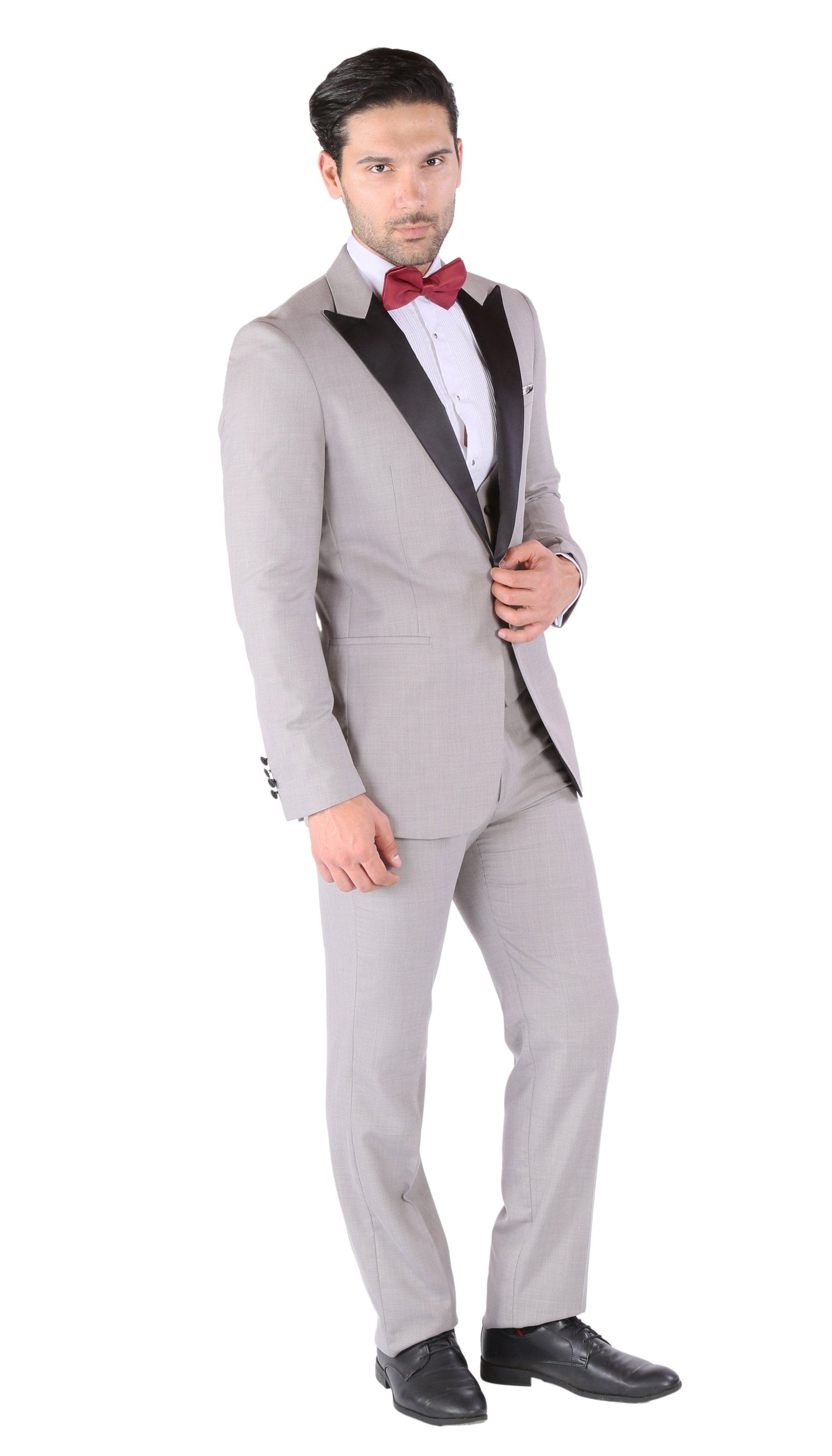 Luna 3pc Slim Fit Grey Peak Lapel Tuxedo