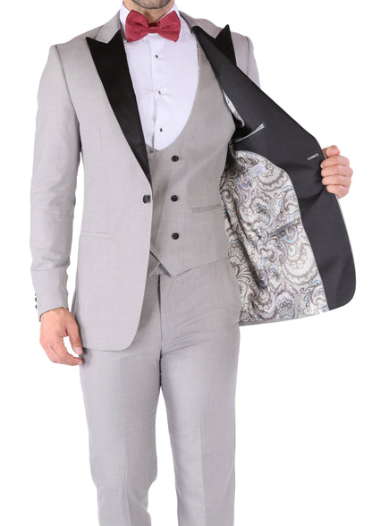 Luna 3pc Slim Fit Grey Peak Lapel Tuxedo
