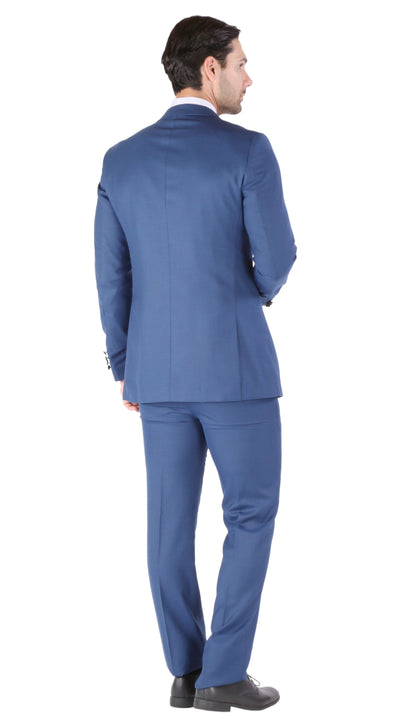 Luna 3pc Slim Fit Indigo Blue Peak Lapel Tuxedo