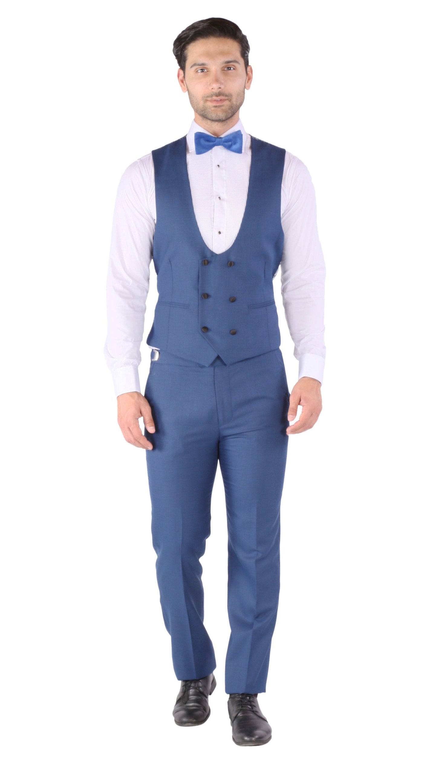 Luna 3pc Slim Fit Indigo Blue Peak Lapel Tuxedo