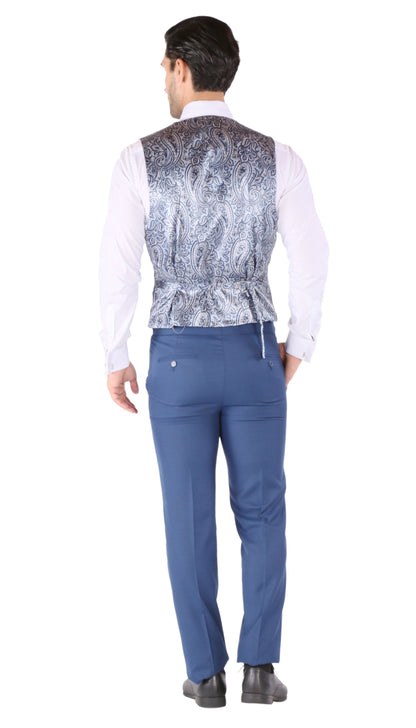 Luna 3pc Slim Fit Indigo Blue Peak Lapel Tuxedo