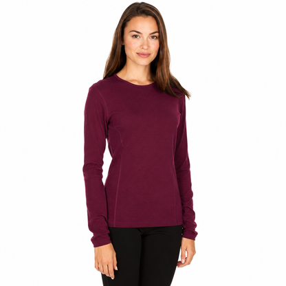 Camiseta de lana merino de cuello redondo ligera para mujer - 100% lana merino
