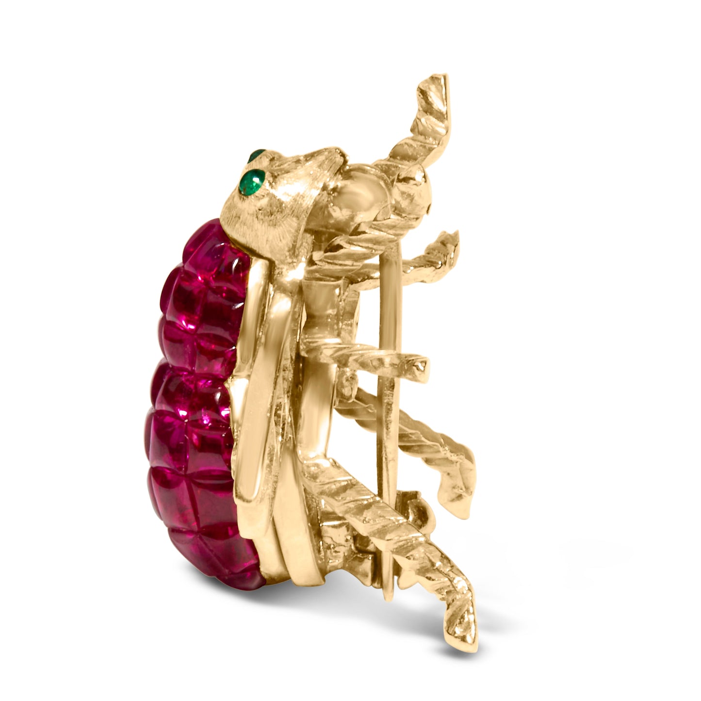 Broche de abejorro en oro amarillo de 18K con diamantes de 3/8 Cttw y rubíes rojos de 6 3/4 Cttw (color F-G, claridad VS2-SI1)