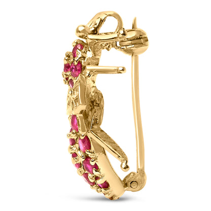 Broche de abeja de oro amarillo de 14 quilates con rubí rojo
