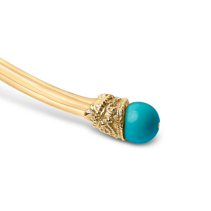 Gargantilla de oro amarillo de 18 K con extremos de cabujón de turquesa