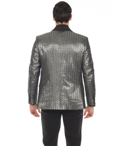 Men's Mojito Silver Shawl Collar Tuxedo 1 Button 2 Vent Slim Fit