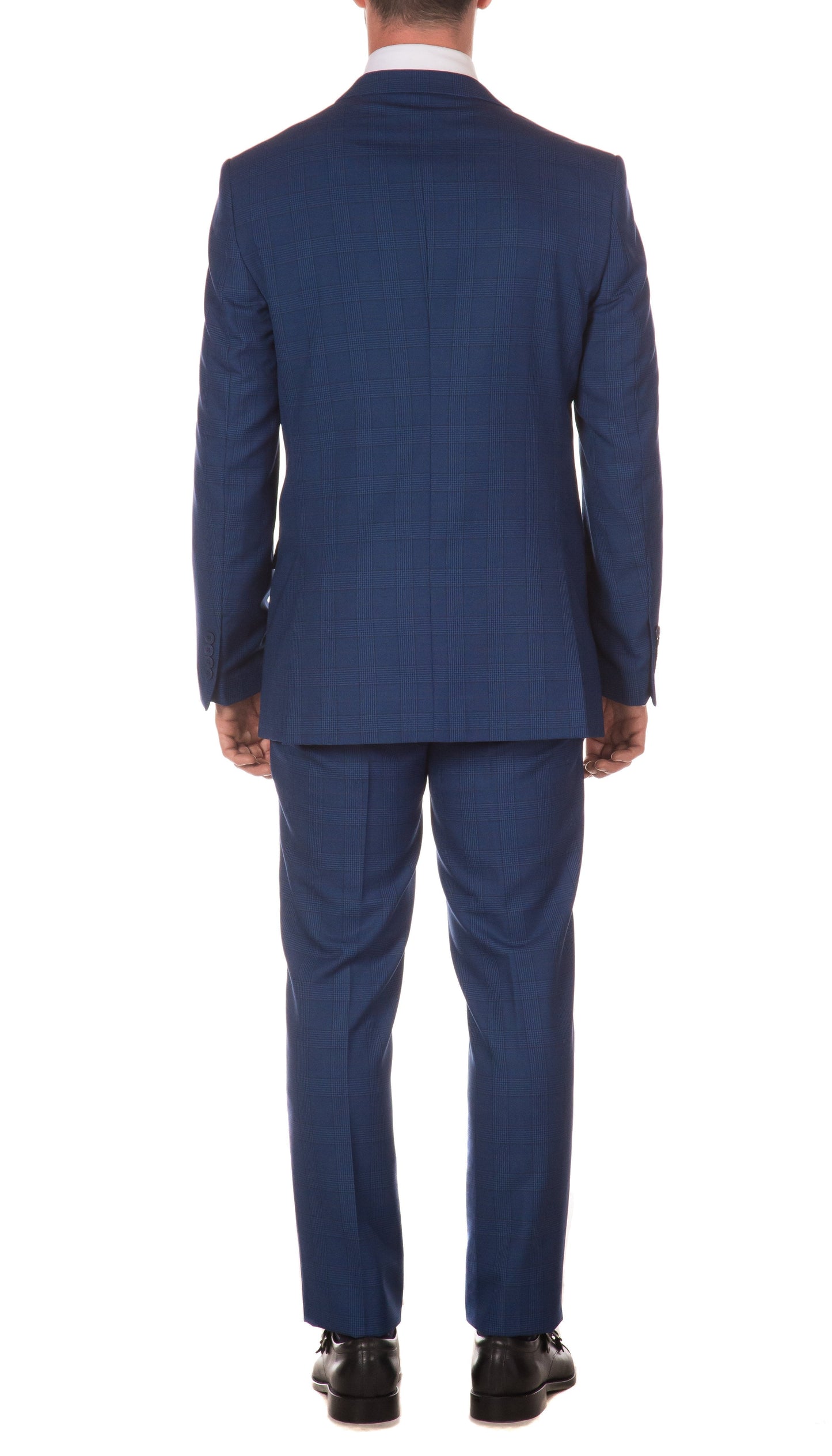 Morgan Men's Slim Fit Blue Plaid 2-Piece Suit