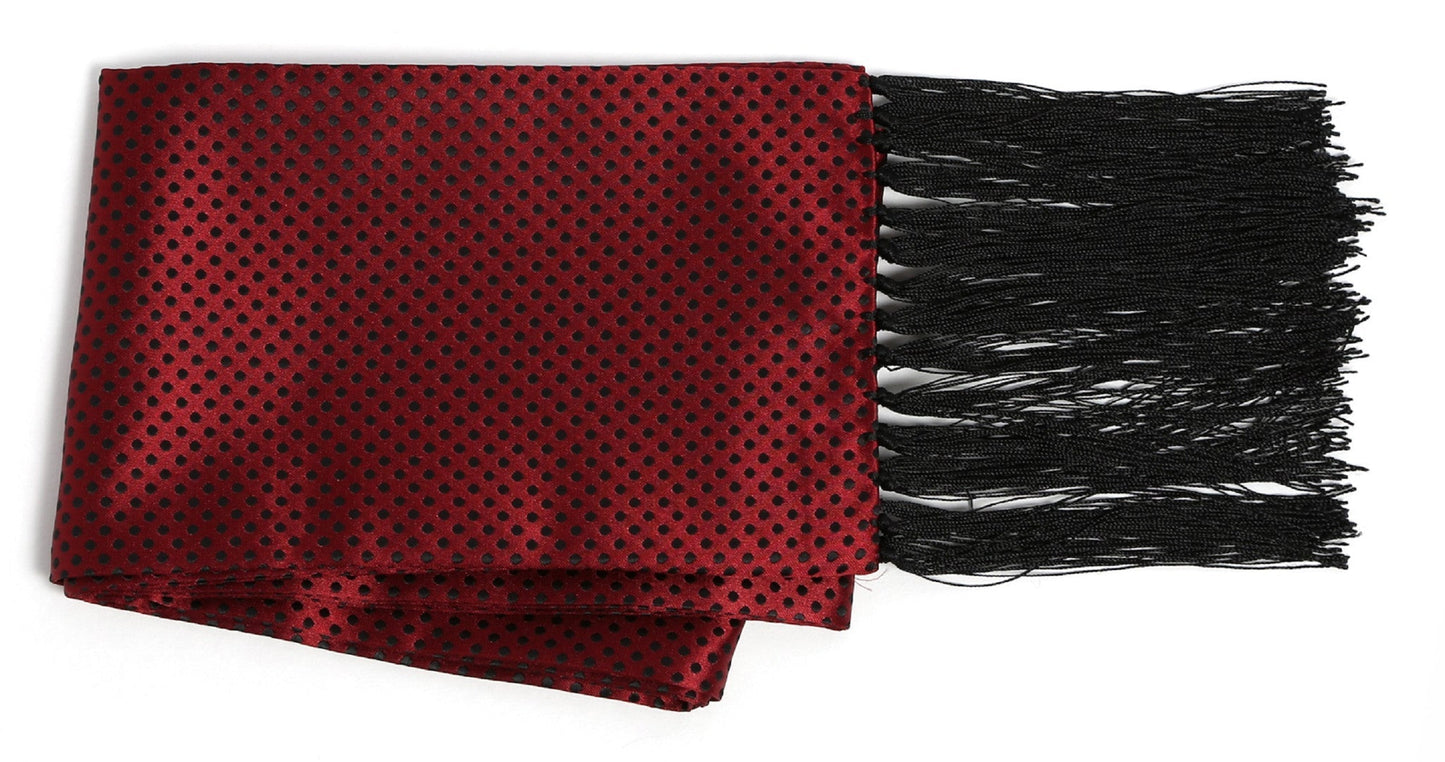 Premium Men's Polka Dot Formal Evening Scarf - Burgundy & Black