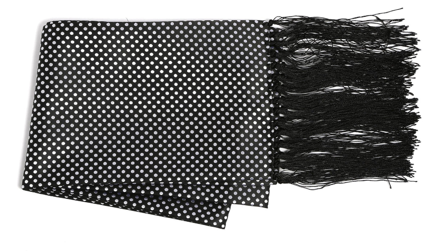Premium Men's Polka Dot Formal Evening Scarf - Black & Silver