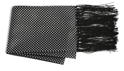 Premium Men's Polka Dot Formal Evening Scarf - Black & Silver