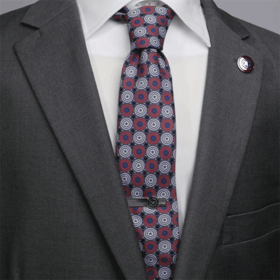 Corbata gris con puntos de Capitán América de Marvel para hombre