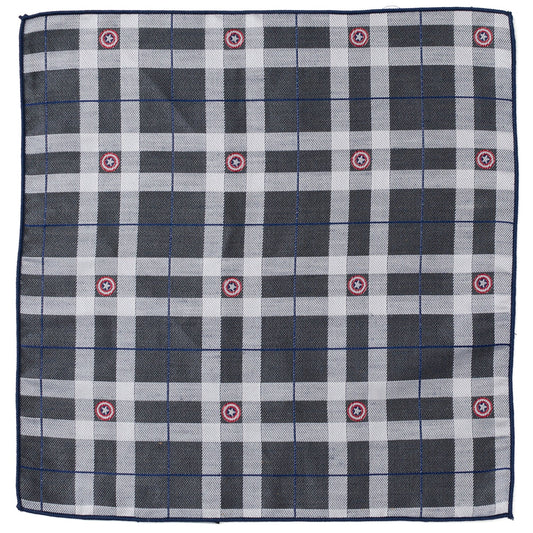 Marvel Captain America Gray Plaid Pocket Square
