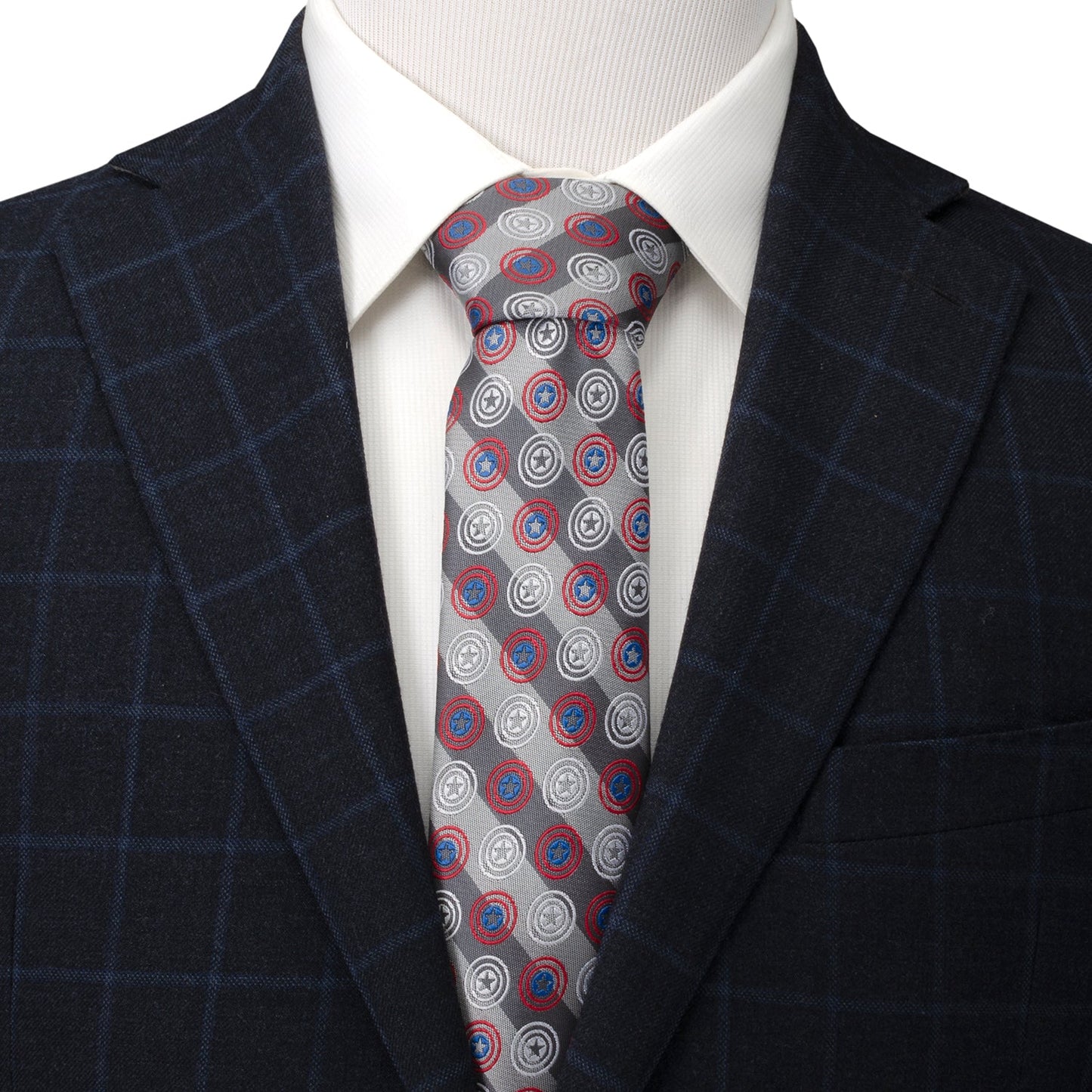 Corbata para hombre Marvel Capitán América con raya gris