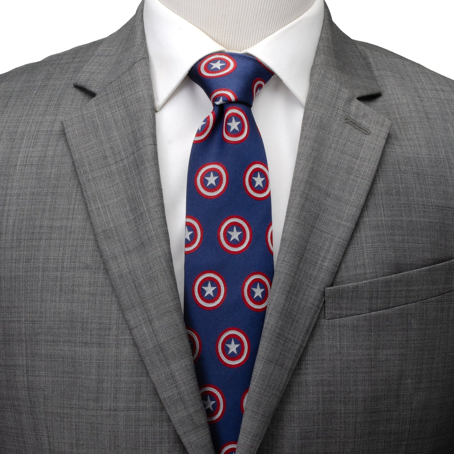 Corbata azul con mensaje oculto de Capitán América de Marvel para hombre