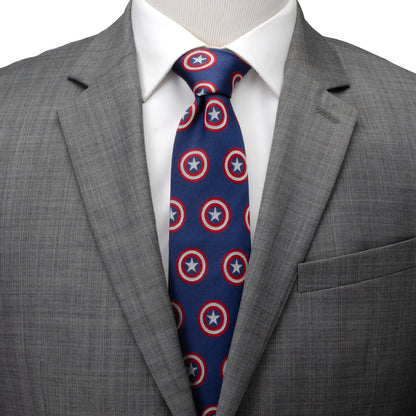 Corbata azul con mensaje oculto de Capitán América de Marvel para hombre