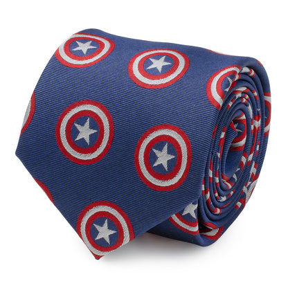 Corbata azul con mensaje oculto de Capitán América de Marvel para hombre