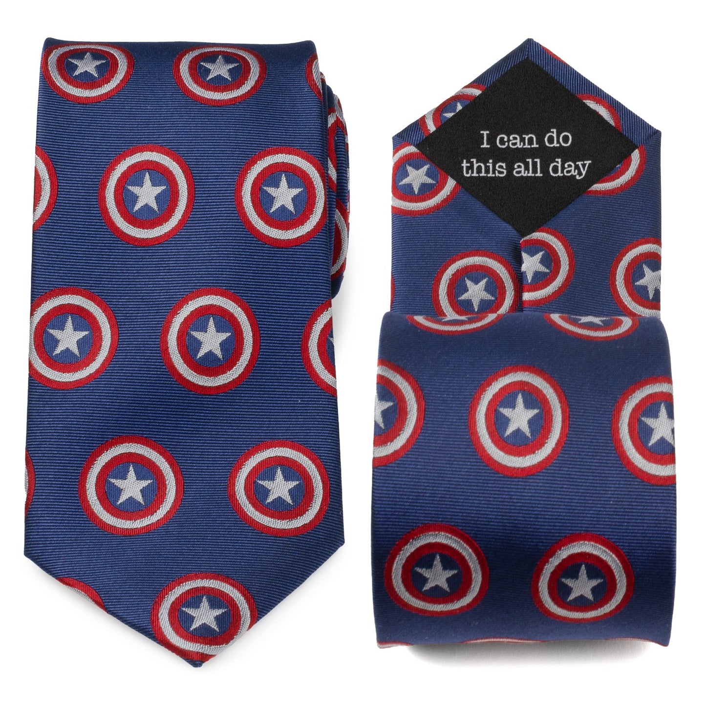 Corbata azul con mensaje oculto de Capitán América de Marvel para hombre