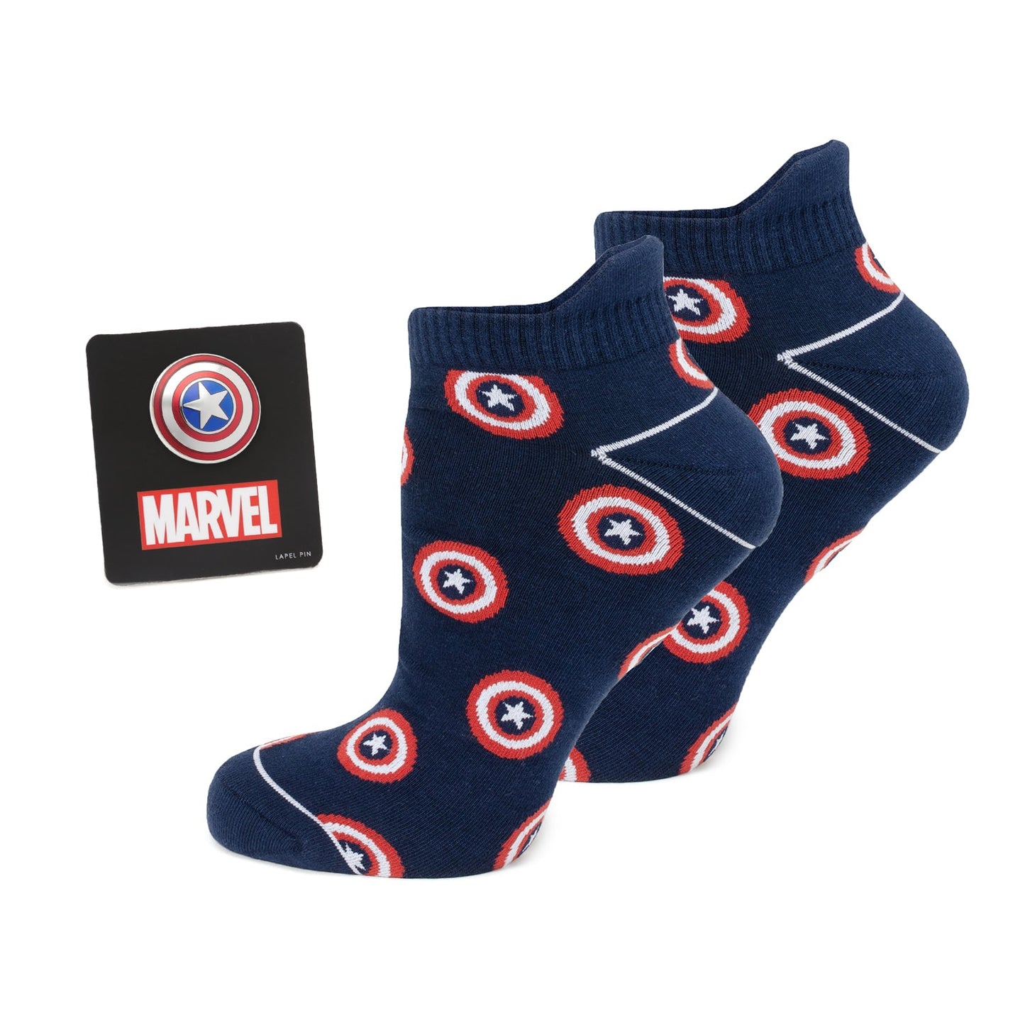 Set de regalo de calcetines tobilleros azul marino de Capitán América de Marvel