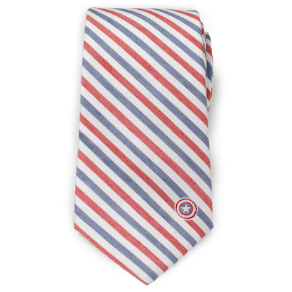 Corbata Blanca con Rayas de Capitán América de Marvel para Hombre