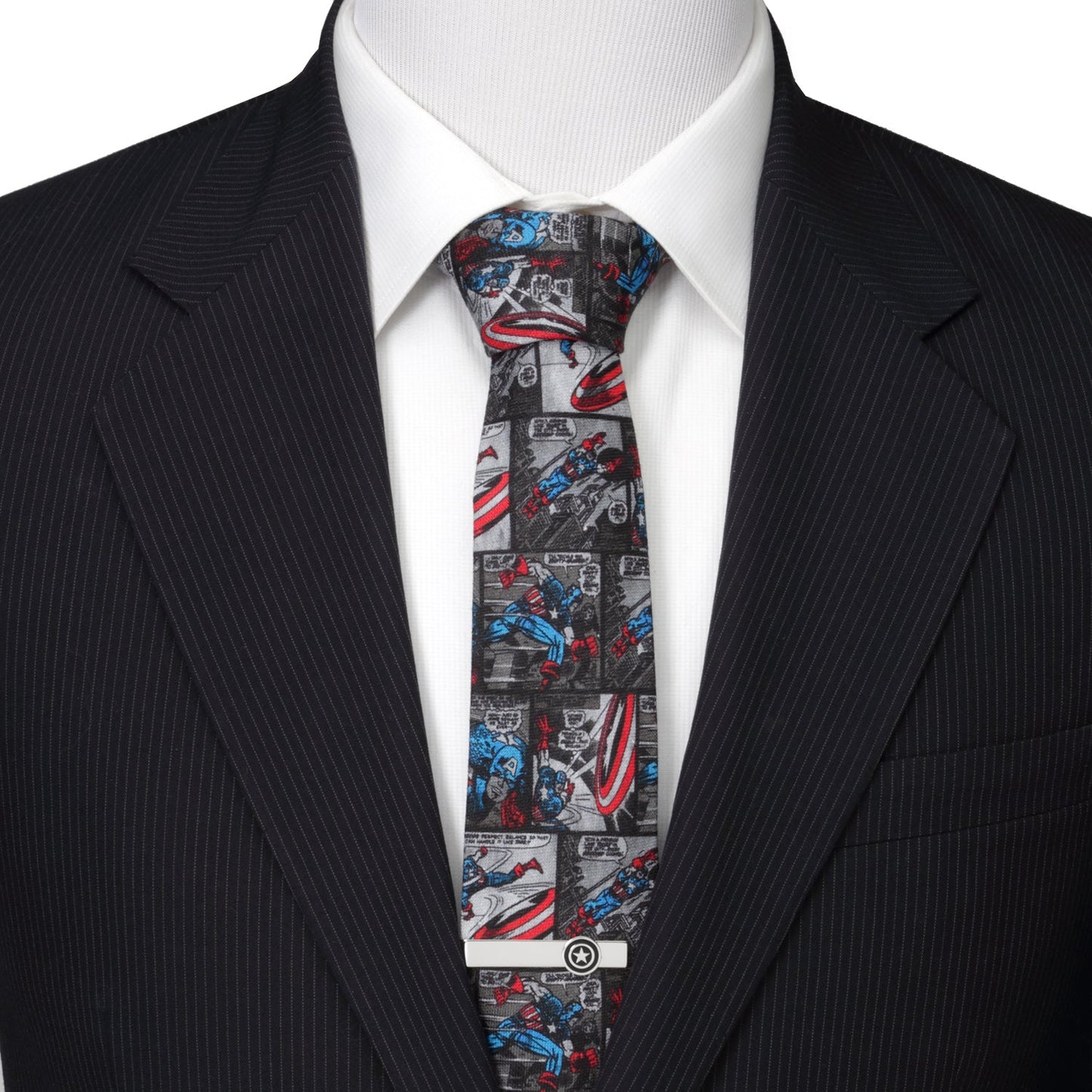 Corbata gris de hombre Marvel Capitán América Cómic