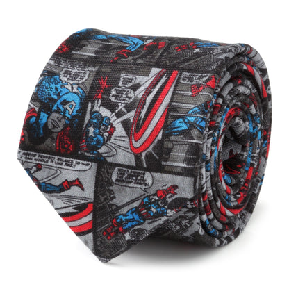 Corbata gris de hombre Marvel Capitán América Cómic