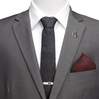 Corbata de seda negra para hombre Marvel Deadpool Paisley oculto