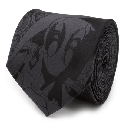 Corbata de seda negra para hombre Marvel Deadpool Paisley oculto