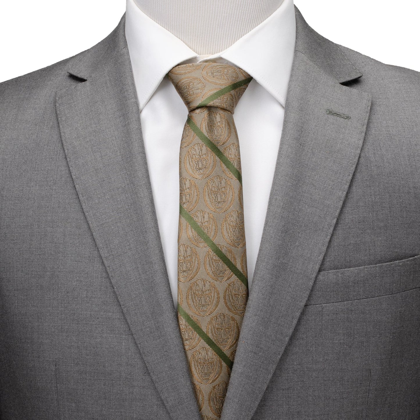 Marvel Guardians of the Galaxy Groot Tan Striped Men's Tie