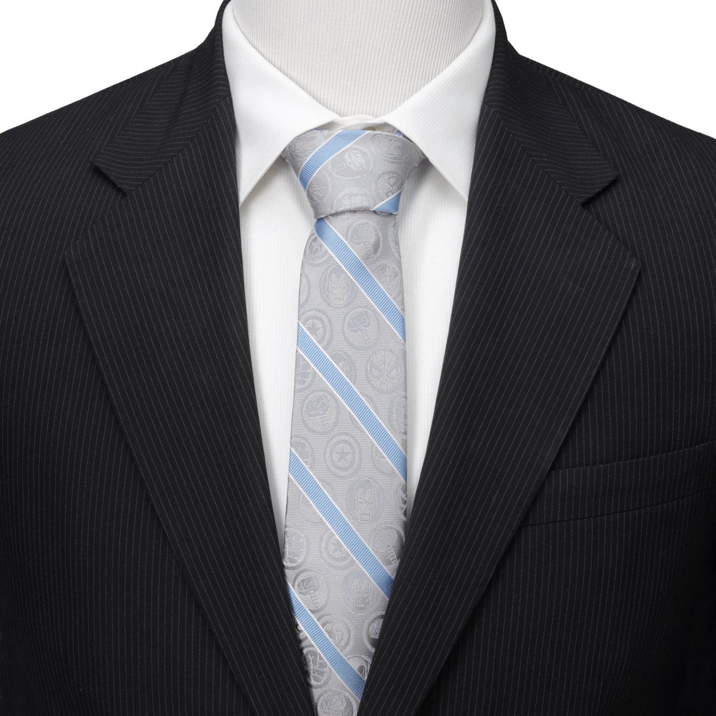 Corbata para hombre de Marvel Comics a rayas grises y azules
