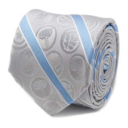 Corbata para hombre de Marvel Comics a rayas grises y azules